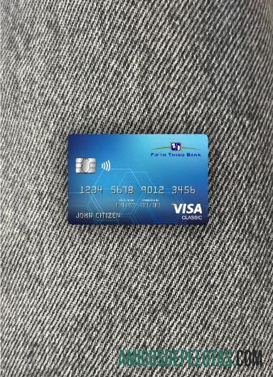 Foto do cartão Visa Classic do Quinto Terceiro Banco dos EUA amostra